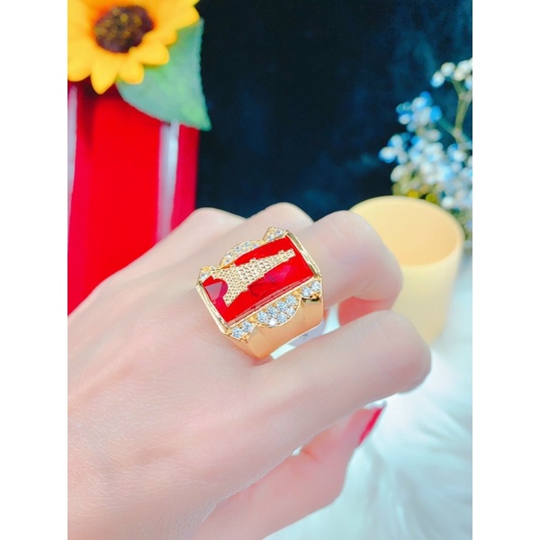 Nhẫn nam phong thủy mặt chữ A dát vàng 18 cao cấp mẫu mới về