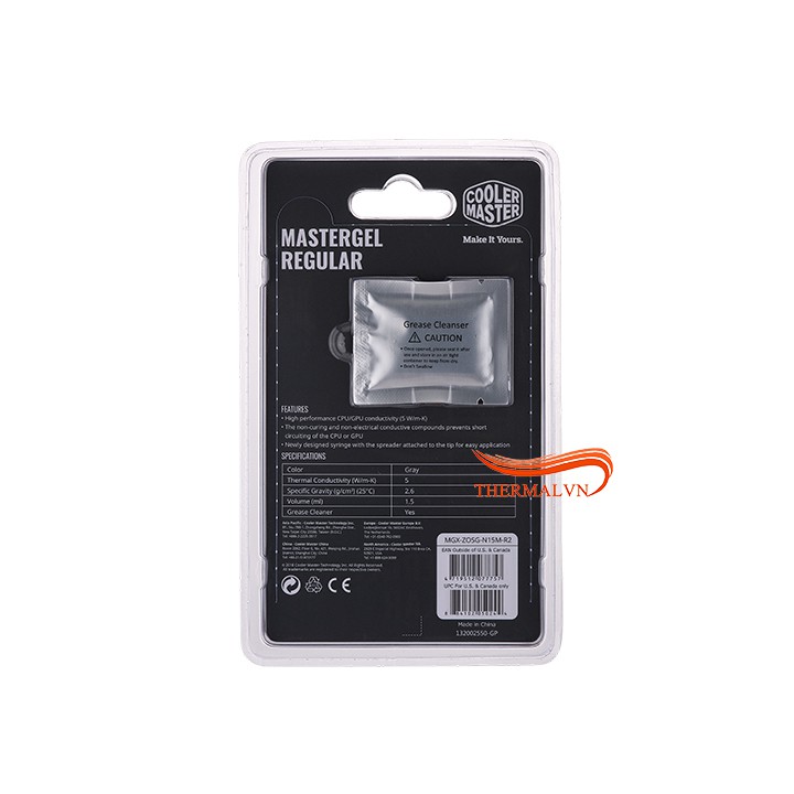 Keo tản nhiệt Cooler Master Mastergel Regular - Độ dẫn nhiệt điện 5W/m-k