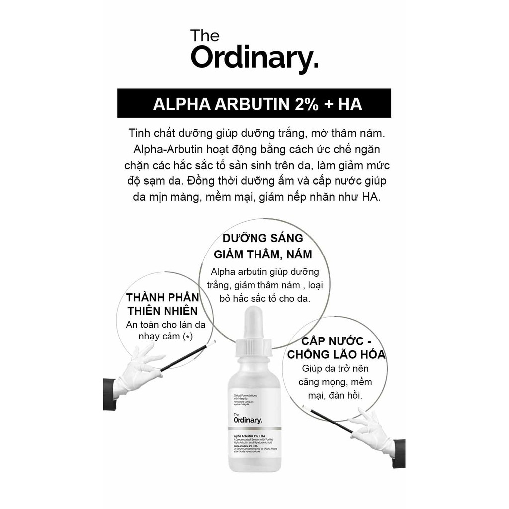 ❤️chính hãng ❤️ [Ordinary] Serum Alpha Arbutin 2% + HA trắng sáng da.Cung cấp độ ẩm, cho da mềm mại, khỏe mạnh.