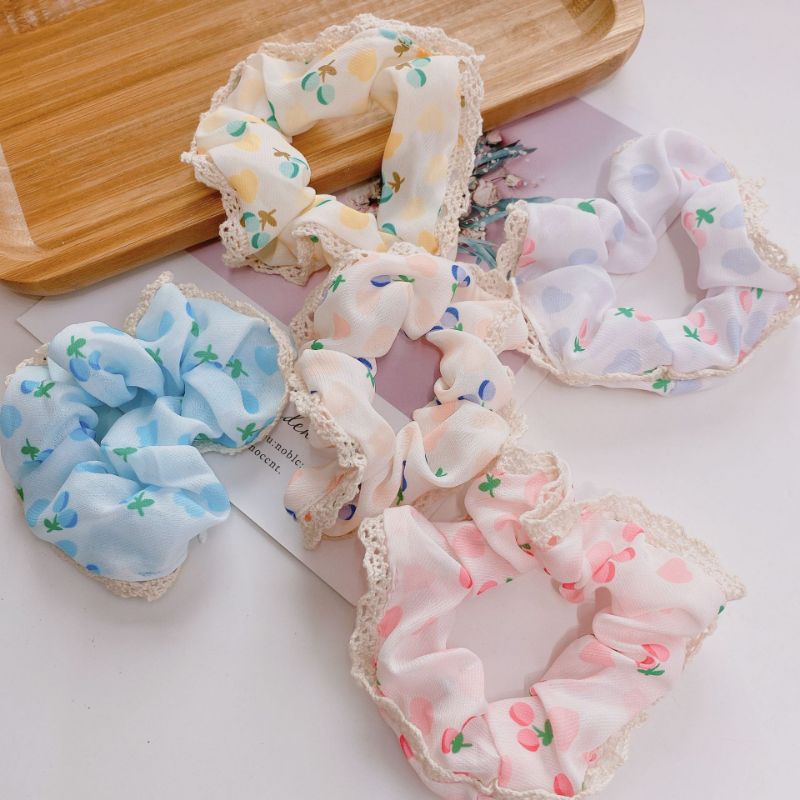 Set 5-6-7-8 dây buộc tóc, dây cột tóc vải scrunchies