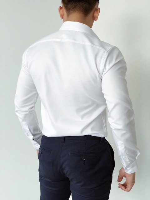 ÁO SƠ MI Trắng NAM CỔ Bẻ KHÔNG NHĂN CHẤT SIÊU ĐẸP | BigBuy360 - bigbuy360.vn