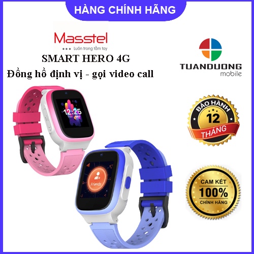 Đồng hồ định vị trẻ em Masstel Smart Hero 4G - Nghe gọi video call - Hàng chính hãng