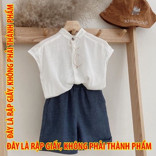 Rập giấy 30086 - Sơmi vạt ngang không tay, cài khuy chìm