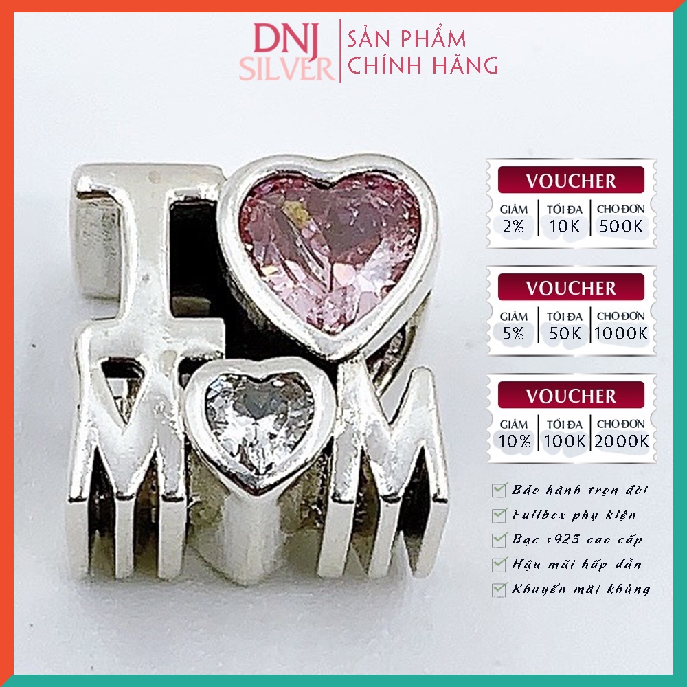 [Hàng cao cấp] Vòng tay bạc 925 cao cấp dành cho nữ - Vòng tay charm bạc I LOVE MOM FOREVER, tình yêu gia đình - DNB016