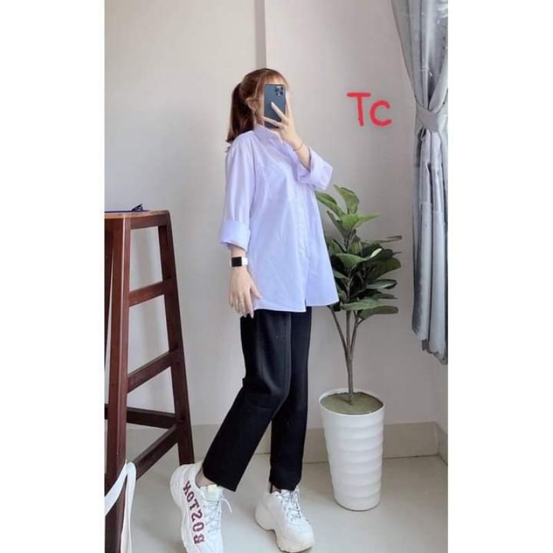 SET ÁO SƠ MI,QUẦN 2 NÚT LƯNG CAO ĐI HỌC MÃ 910