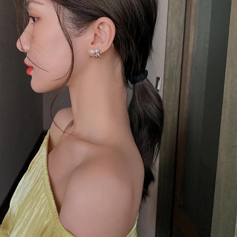 Khuyên tai bạc S925 đính ngọc trai giả thời trang sang trọng cho nữ