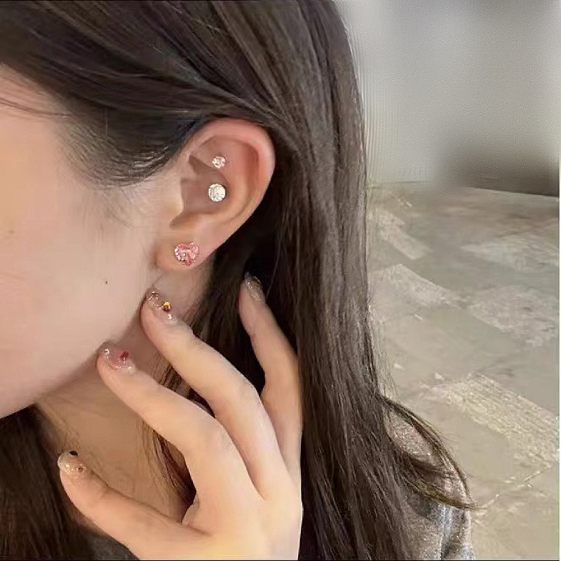 Kẹp tai kim cương hình trái tim thời trang Kẹp tai từ tính cá tính cao cấp Bộ kẹp tai unisex phong cách hàn quốc