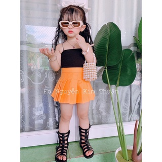 Sét áo dây và chân váy xếp li