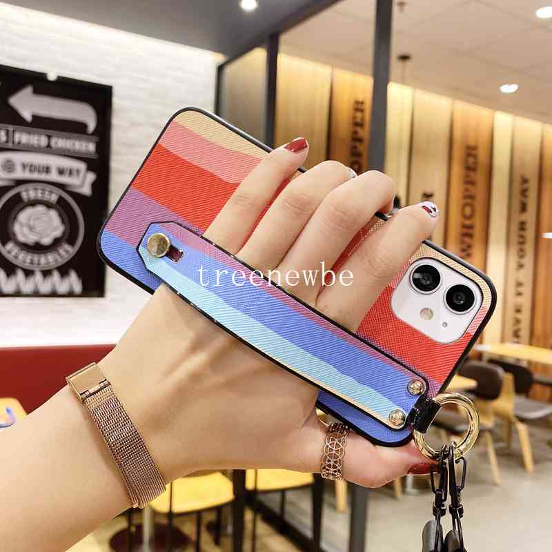 Fashion Casing for Xiaomi Mi Poco F3 M3 Redmi Note 10 9 Pro 10S 9S 9 9A 9C 8 8A 7 7A S2 Y2 Rainbow Gradient Wristband Hand Strap Soft Shockproof Phone Case