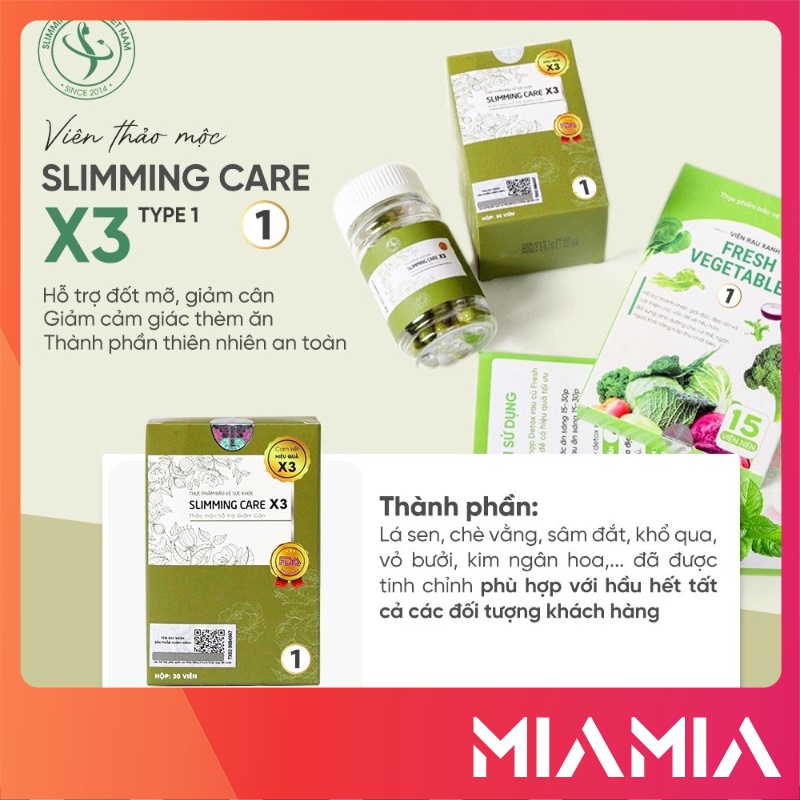 Viên Uống Giảm Cân Slimming Care Tặng Kèm Detox Rau Củ Chính Hãng