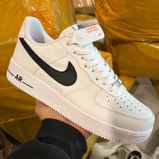 Giày AF1 trắng vệt đen, Giày Air Force 1 trắng đen thấp mới full phụ kiện hàng cao cấp, full size 36-43 ☝️