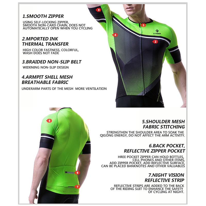 Áo thun đi xe đạp Jersey X-Tiger thời trang mùa hè mới cho nam
