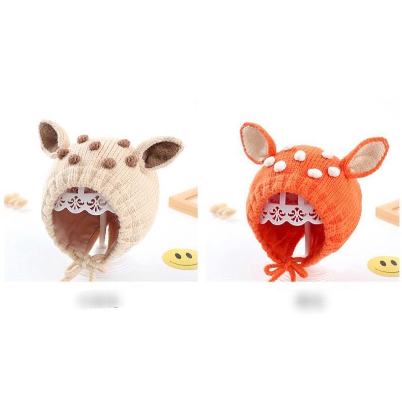 Mũ len tai Nai đáng yêu cho bé có lót 1 lớp cotton mềm, co giãn tốt có dây buộc (5-24 tháng)