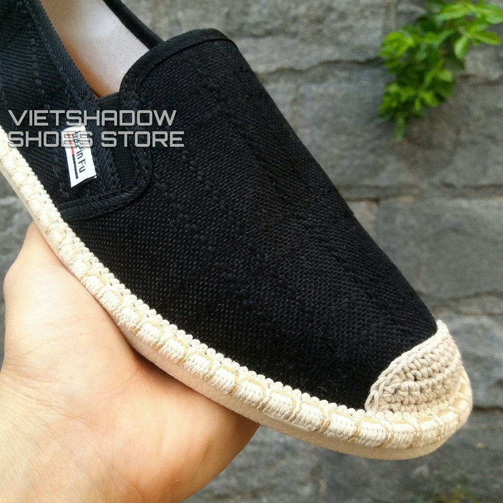 Slip on nam - Giày lười vải nam cao cấp - Vải bố màu đen - Mã SP 2917