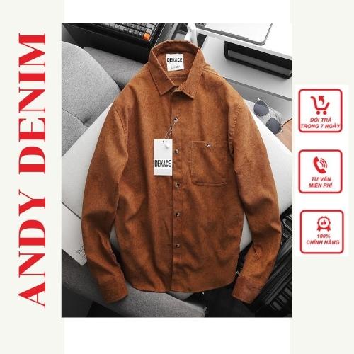 Áo sơ mi nam nhung tăm, áo sơ mi nam dài tay chất liệu nhung tăm- andydenim