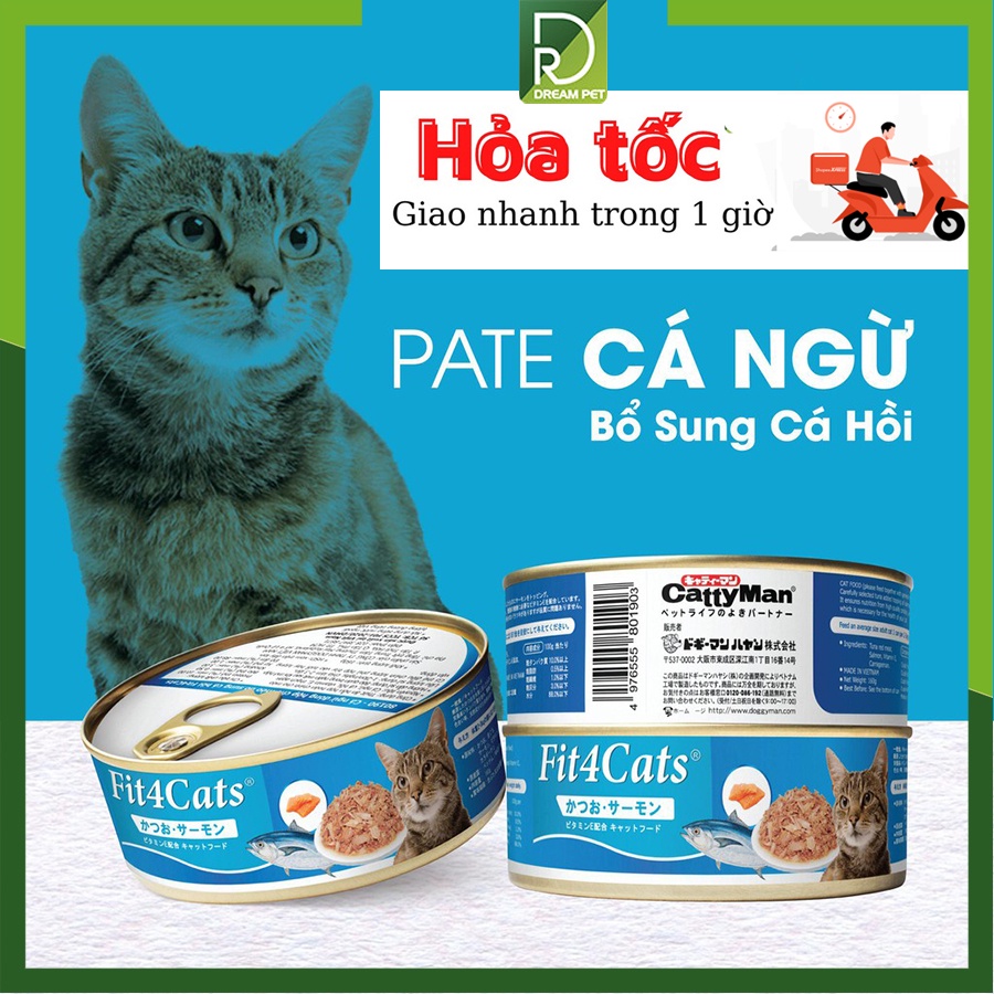 Pate Cho Mèo FIT4CAT Lon 160G Vị Cá Ngừ + Cá Hồi [ Chính Hãng ]