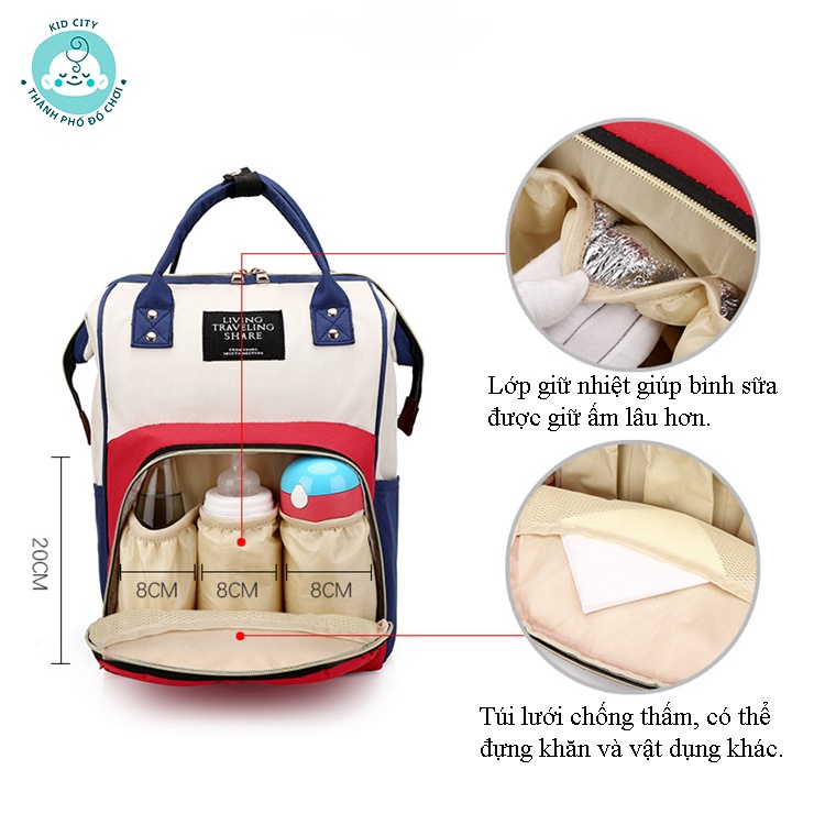 Balo bỉm sữa túi xách giữ nhiệt thời trang cho Mẹ và Bé.