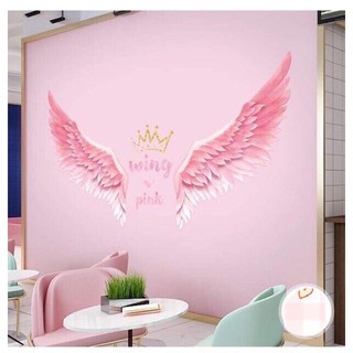 decal dán tường đôi cánh thiên thần hồng