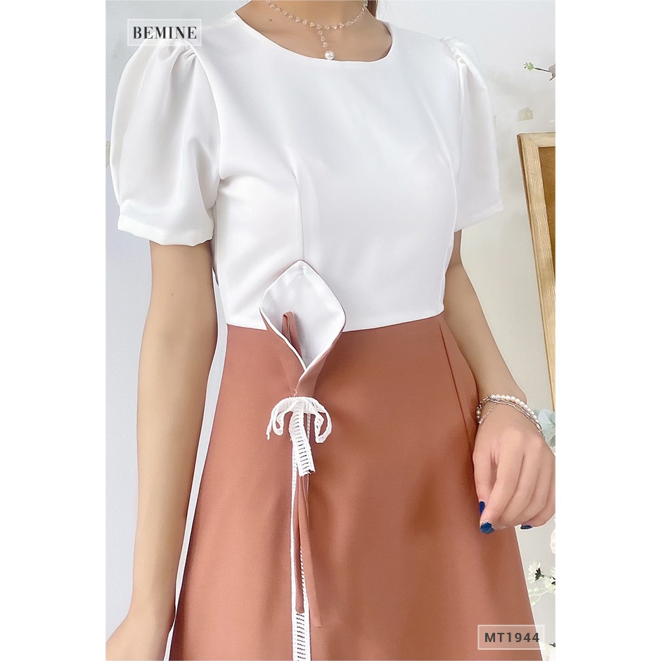 Đầm nữ phối trắng hoa eo BEMINE MT1944NAU | BigBuy360 - bigbuy360.vn