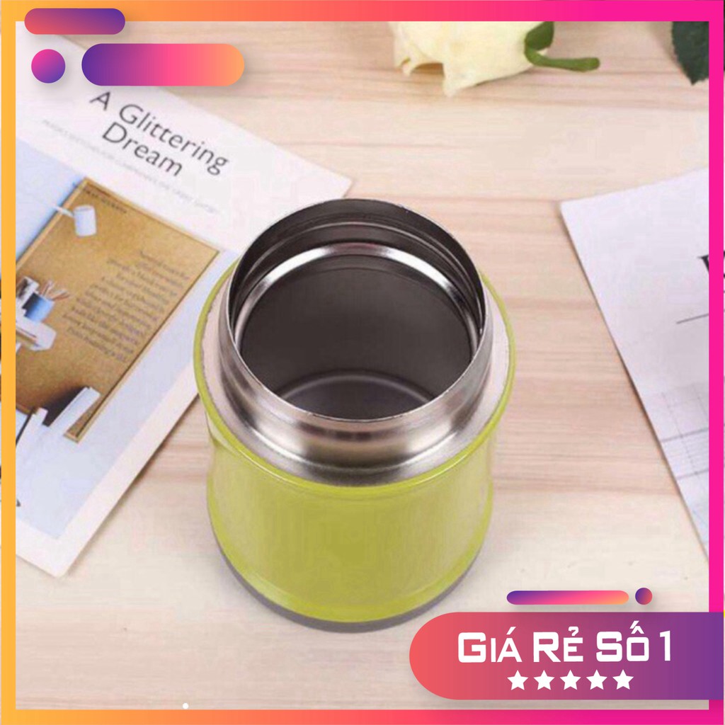 Bình Ủ Cháo Giữ Nhiệt Đa Năng 2 Lớp 450ml Tiện Dụng - Bình Ủ Cháo Cho Bé có Quai Xách-XUẤT NHẬT-LÕI INOX-Bình Ủ Mini
