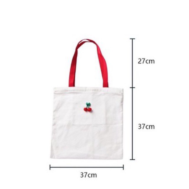 Túi tote cherry bằng len Hàn Quốc ulzzang (có sẵn, hình thật)