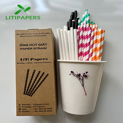 ỐNG HÚT GIẤY PHI 6 - HỘP 100 ỐNG ĐỦ MÀU SẮC