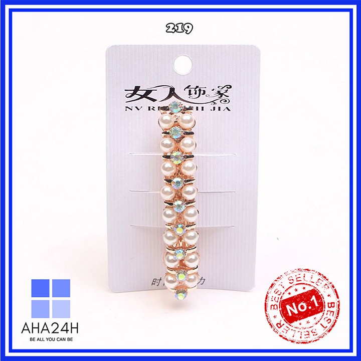 KẸP TÓC NGỌC TRAI NHÂN TẠO MIX ĐÁ ĐƠN GIẢN CÁ TÍNH AH219