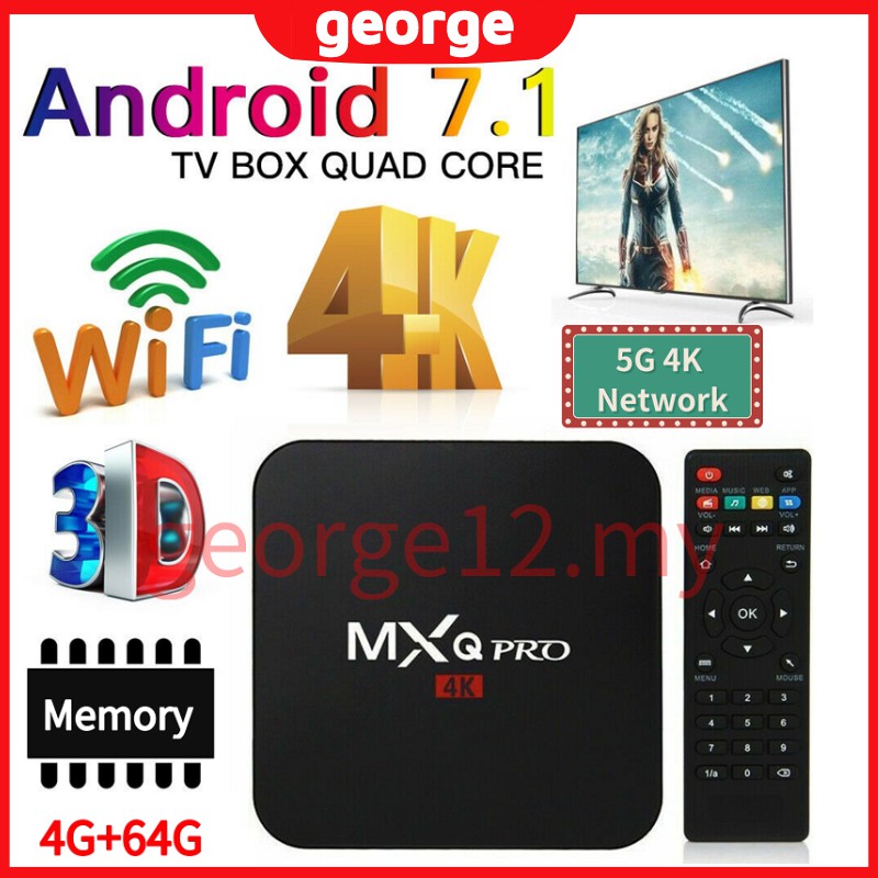 Hộp Tv Thông Minh 4g + 64g & Jogadores Mxq Pro 4k 5g 1g 8g Rk3229 Quad Core Android7.1 Reprodutor 3d Mxqpro