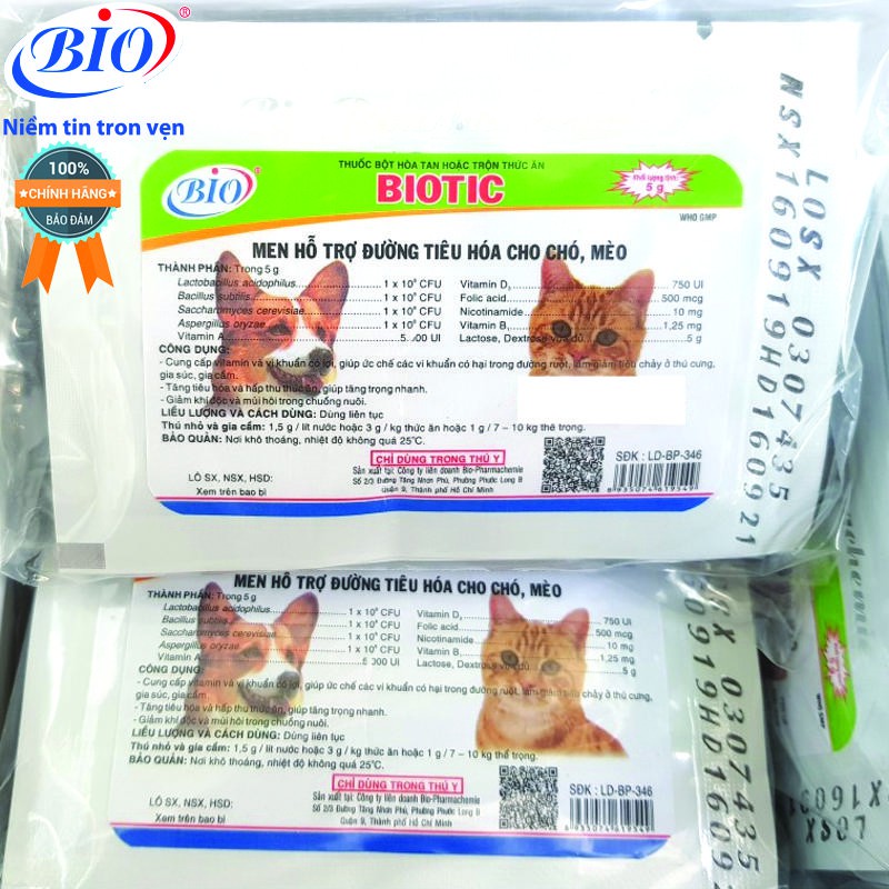 COMBO 5 GÓI MEN TIÊU HÓA HỖ TRỢ ĐƯỜNG TIÊU HÓA CHÓ MÈO BIOTIC-79206