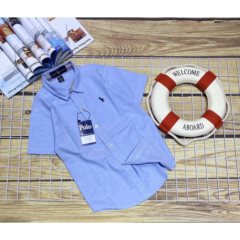 Áo sơ mi màu trơn tay ngắn cho bé trai a025 5 màu sắc