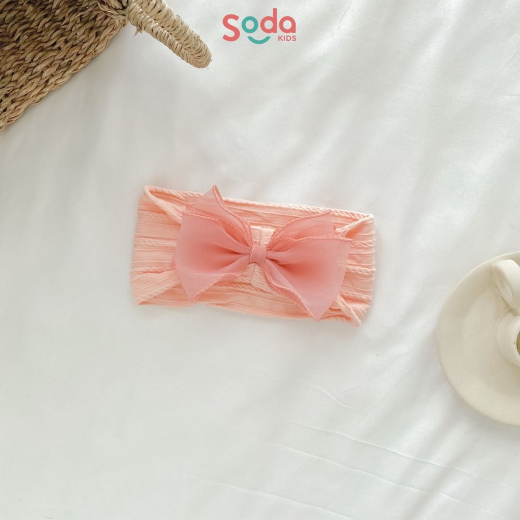 Băng đô thun gân nơ voan dành cho bé gái (Ảnh thật)