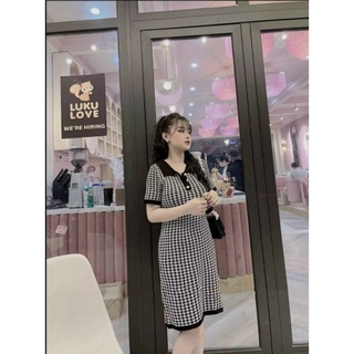 Đầm len cổ bẻ