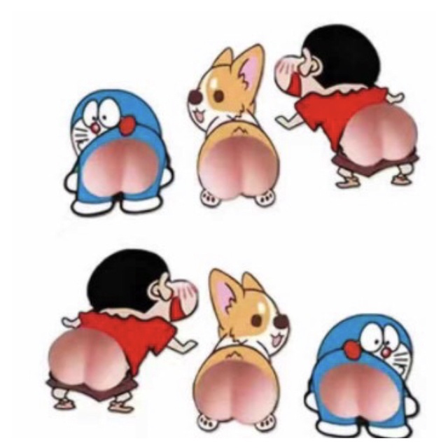 Miếng dán gương chiếu hậu chống va chạm và trầy xước hình mông ngộ nghĩnh cho xe hơi / xe máy Bộ 2 Sticker Dán Trang Trí Điện Thoại/ Tủ Lạnh Hình Chó Corgi Dễ Thương