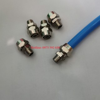 Khớp nối nhanh INOX ren ngoài cắm ống PU 6 , 8, 10, 12
