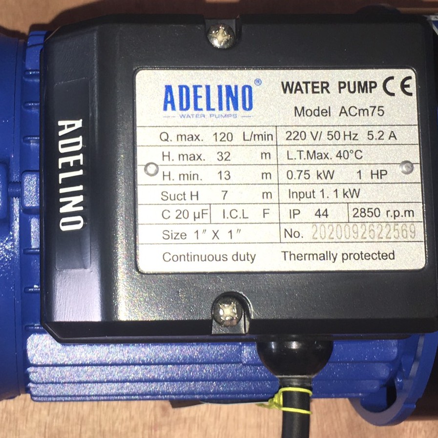 Máy bơm ly tâm ADELINO 750W - Bơm nước ly tâm chính hãng Đức