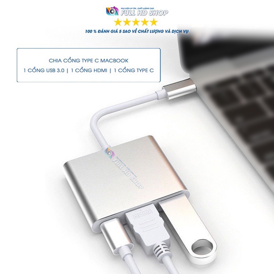 Type C To HDMI Cáp Type C To HDMI Và USB Cho Các Dòng Macbook/Laptop/Điện thoại có cấu hình MHL Full HD Shop Mã HD05