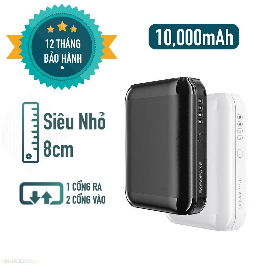 [Quà tặng KHÔNG đặt] Pin sạc dự phòng siêu nhỏ BOROFONE BJ1 10000mAh 1 cổng sạc nhanh, 2 cổng vào MicroUSB/USB-C