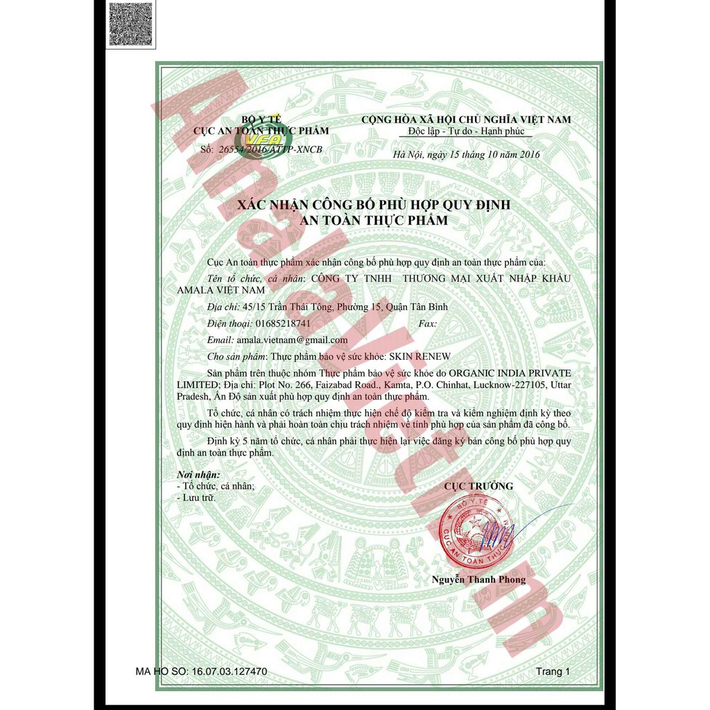 SKIN RENEW GIẢI CỨU - TRẺ HÓA - THANH LỌC DA ORGANIC INDIA | BigBuy360 - bigbuy360.vn