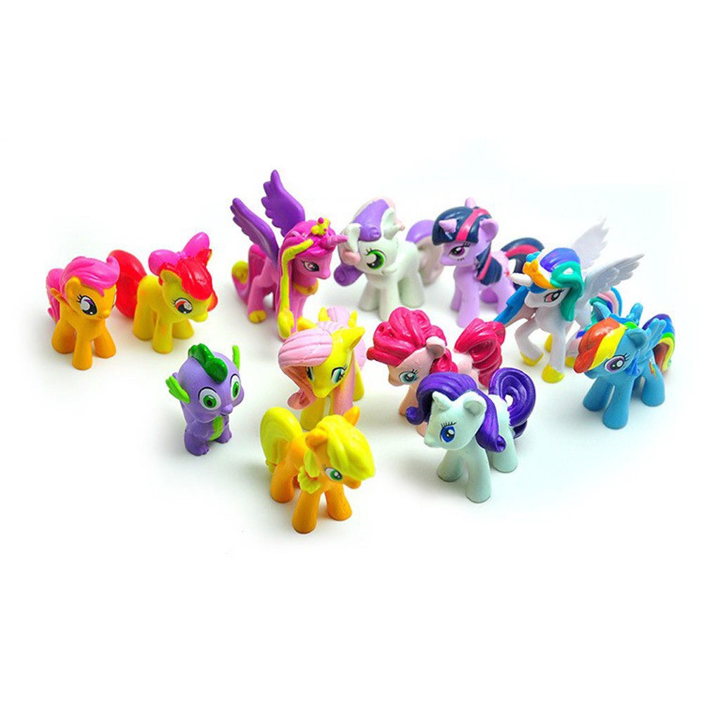 Set 12 Mô Hình Ngựa Pony Bằng Pvc Dùng Trang Trí Bánh Kem
