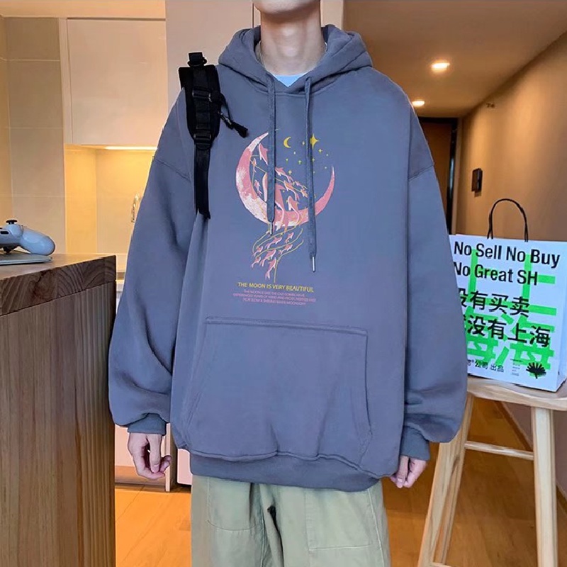 Áo hoodie tay dài dáng rộng in họa tiết graffiti phong cách hip hop đường phố Hàn Quốc M-3XL