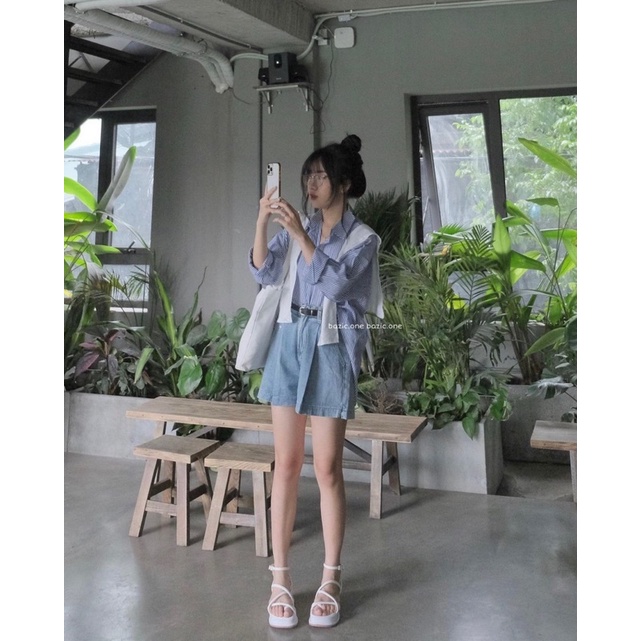 SƠ MI NỮ KẺ SỌC dài tay phom bassic Mao Mao Boutique