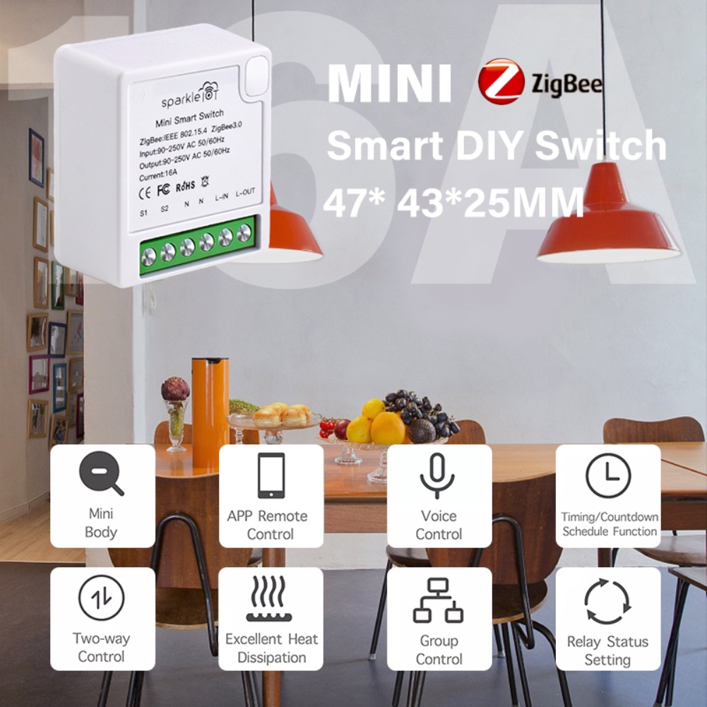 Tuya Zigbee Mô-đun Công Tắc Thông Minh Mini 16a Hỗ Trợ Điều Khiển Hai Chiều Điều Khiển Từ Xa Hoạt Động Với Cuộc Sống Thông Minh Alexa Google Home Puue1z