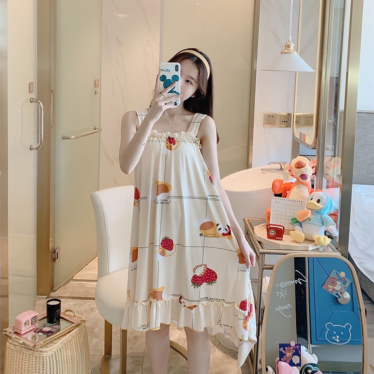 Váy Ngủ Bộ Đồ Mùa Hè Nữ Mặc Ở Nhà Hai Dây mặc nhà mềm,mát,mỏng Dáng Hàn Quốc xinh Ra NgoàiVN06 | BigBuy360 - bigbuy360.vn