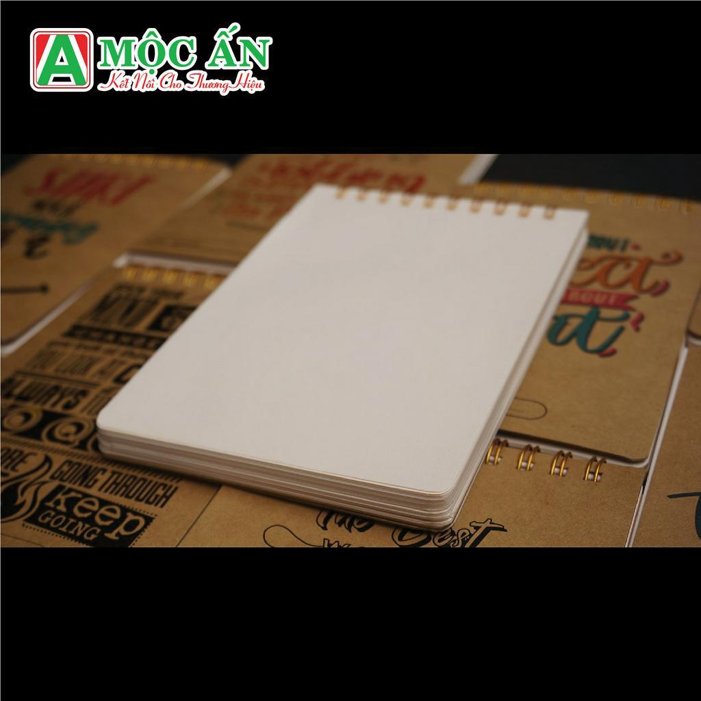 Sổ Tay A6 Mini notebook - Bìa Kraft Vintage 140 Tờ Nội Dung - Lò Xo Vàng