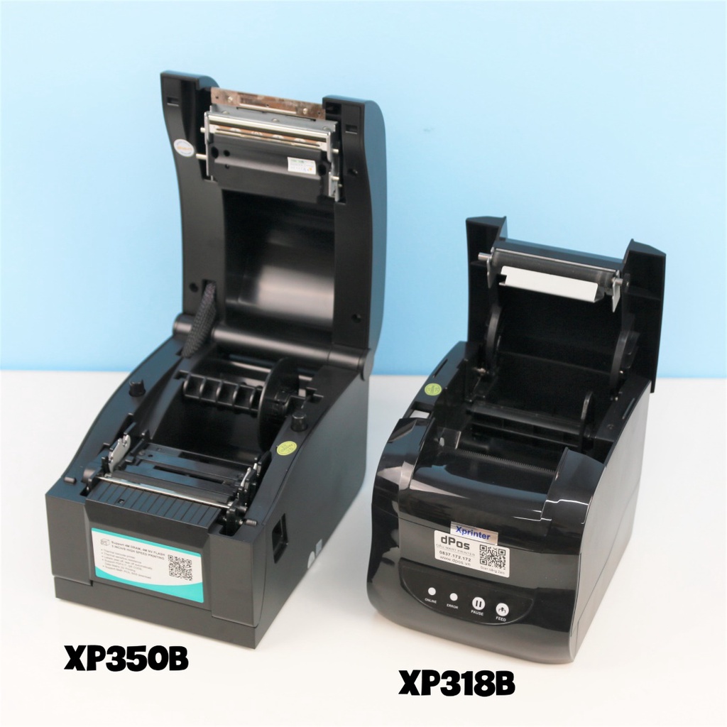 Máy in dPos Xprinter XP318B &amp; XP350B in tem nhãn mã vạch Minicode, tem phiếu vận chuyển và in Bill hóa đơn cửa hàng