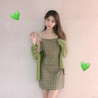 Đầm Dây Nữ Ca Rô Lưng Trần Quyến Rũ