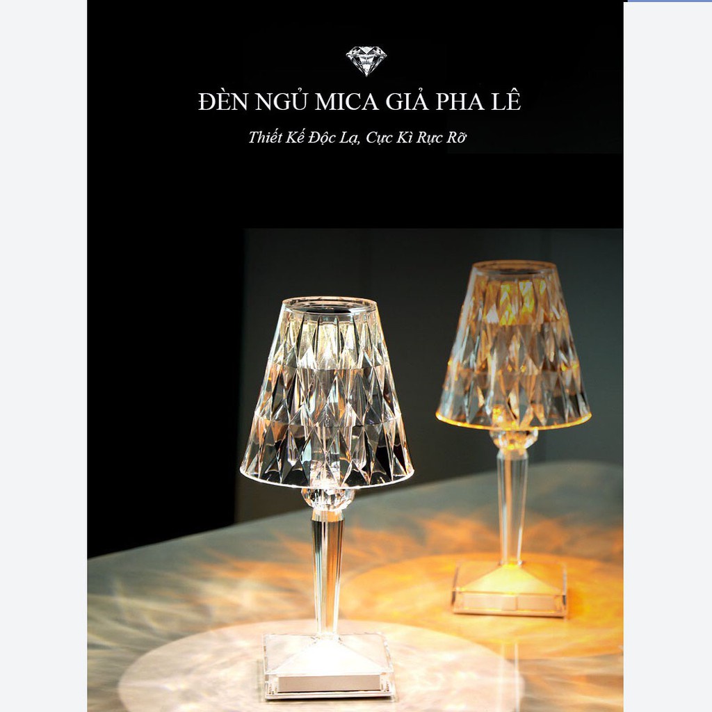 ĐÈN NGỦ MICA GIẢ PHA LÊ CAO CẤP TRANG TRÍ PHÒNG - BẢO HÀNH 12 THÁNG