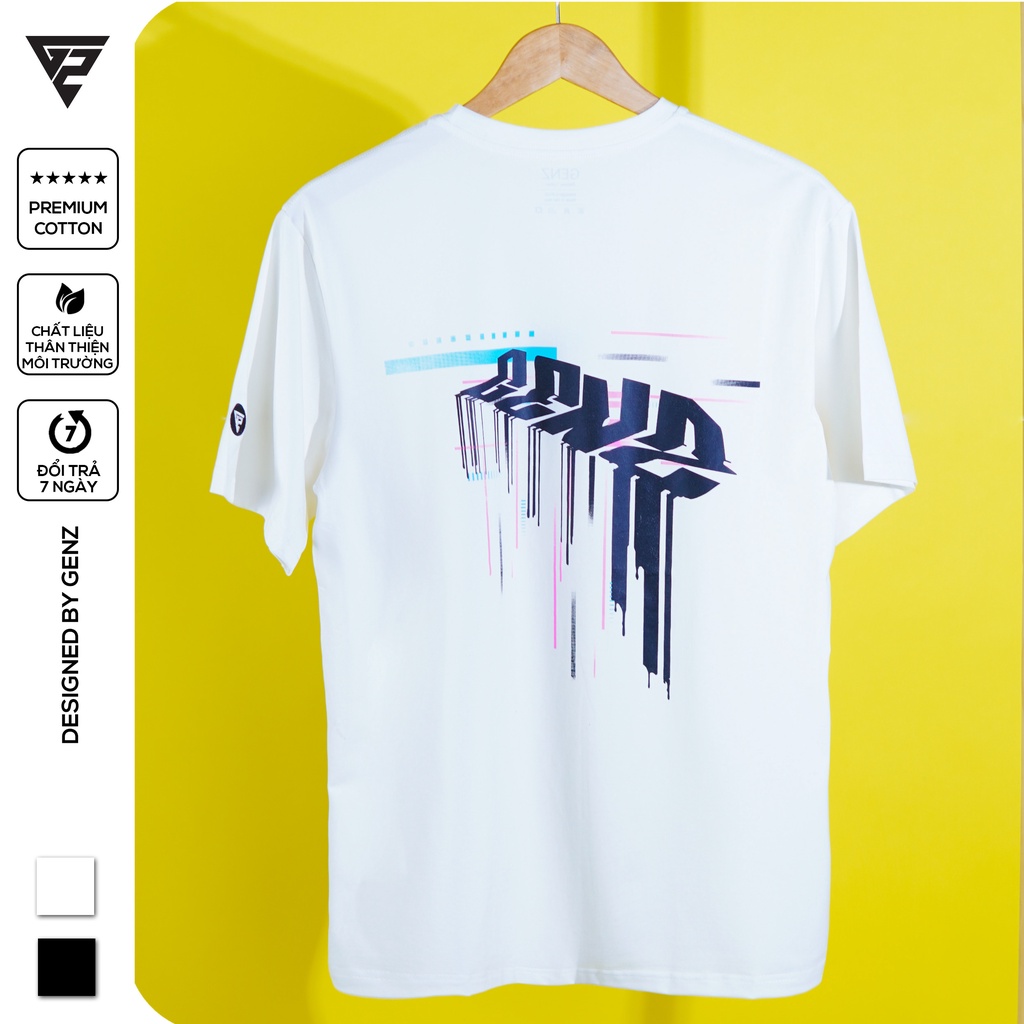 Áo thun tay lỡ GENZ phông Unisex nam nữ Cotton oversize form rộng Glitch Tee