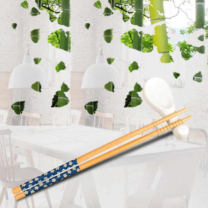 Bộ 5 đũa mẫu hoa xanh cầm chắc tay