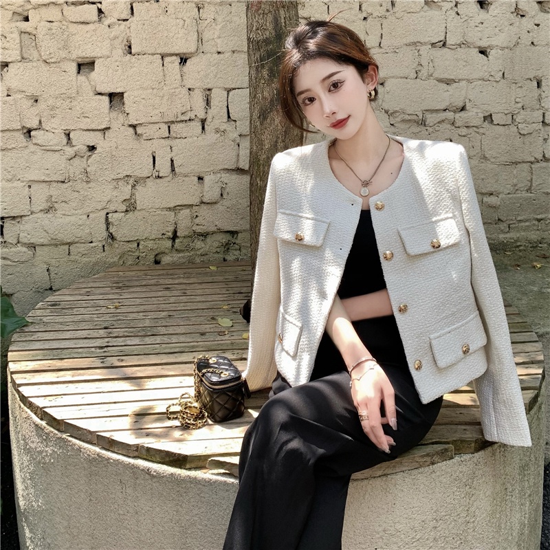 Áo Khoác Dạ Tweed Nữ Kim Sa Sang Chảnh Siêu Xinh màu trắng Thiết Kế ĐANG THANH LÝ - Áo khoác ngoài chất dạ - BIGSIZE
